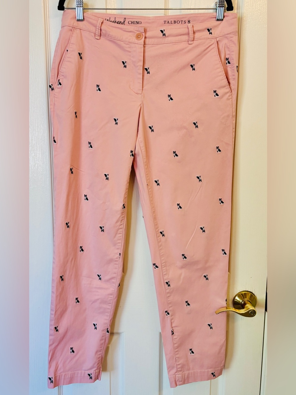 Dogs! Pink Chinos with Frenchie Dog Pattern ~ Women’s Sz 8 ~ Dog Mommy ~